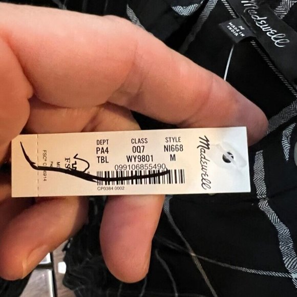 Madewell $118 Collarless Shirtdress Wimdowpane Black Size M NI668 - Picture 6 of 7